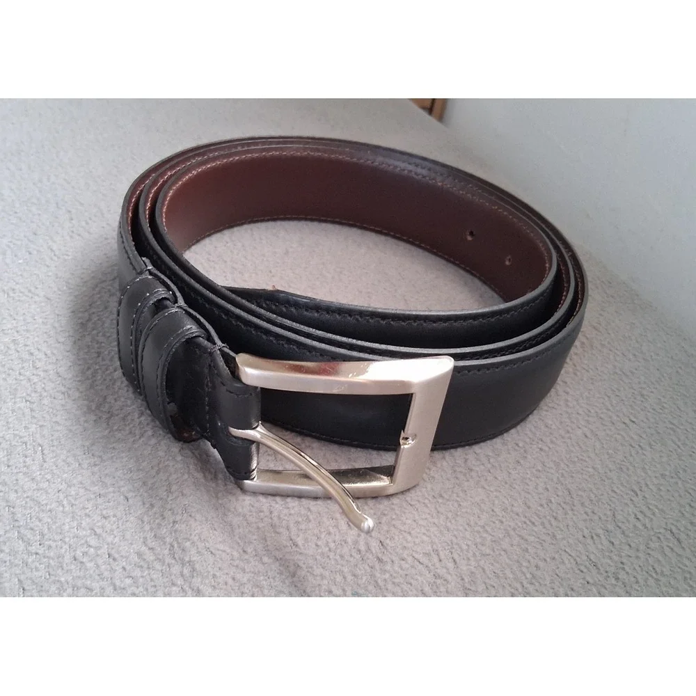 Allen Edmonds Mens Black Wide Dress Belt 39501 Italian Calfskin Size 52 Made USA